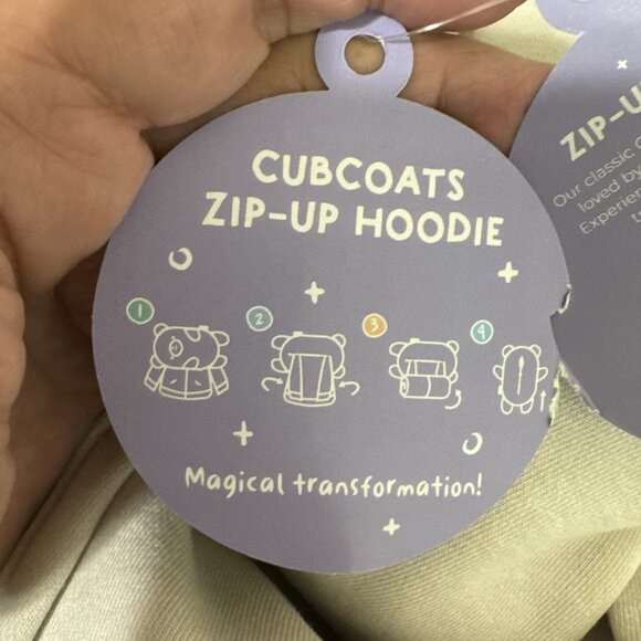 Cubcoats Zip Hoodie Zips Into Tomo Bear Plushie Unisex 8 Oatmeal NWT - Picture 11 of 11